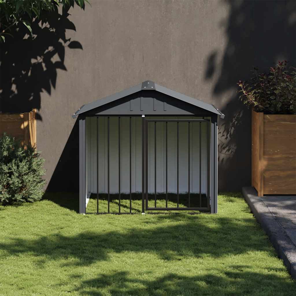 Caseta Perros Con Tejado Acero Galvanizado Negro 117x103x102 Cm_1
