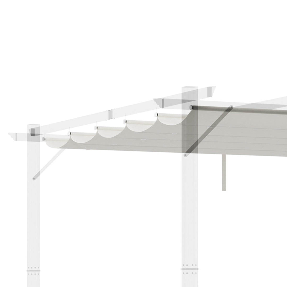 Outsunny Cubierta Para Pérgola Retráctil 2,5x2,55m Para Marco De 3x3 M Crema_4
