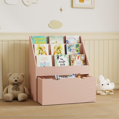 Estante Para Livros Infantil Aiyaplay Mdf Rosa 62,5x30x70 Cm_1