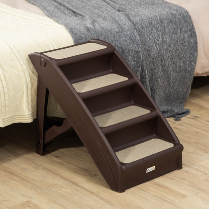 Pawhut Escalera Plegable Para Mascotas 4 Peldaños Con Alfombras Antideslizantes_1