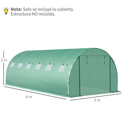 Outsunny Cubierta De Invernadero Túnel 6x3x2m 12 Ventanas Y Puerta Enrollable_2