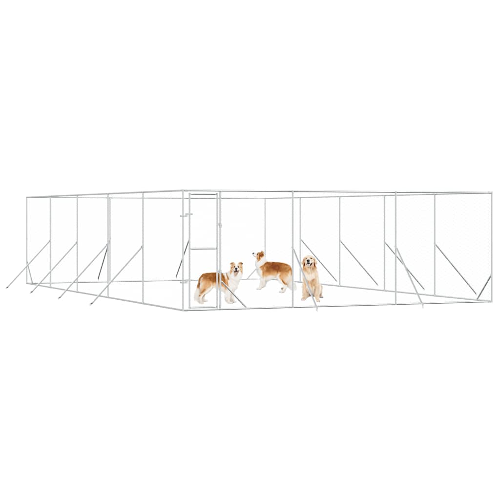 Perrera De Exterior Acero Galvanizado Plateado 6x10x2 M_3