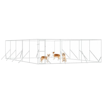 Perrera De Exterior Acero Galvanizado Plateado 6x10x2 M_3