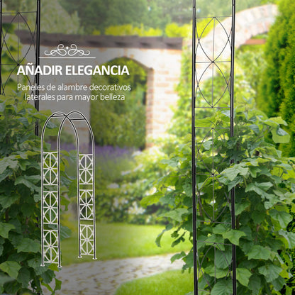 Outsunny Arco De Jardín De Metal Diseño Enrejado 114x30x230 Cm Negro_5