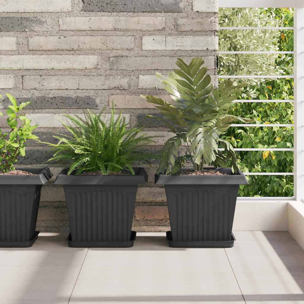 Macetas 24 Pcs Negro 28,5 X 28,5 X 22 Cm Plástico_1
