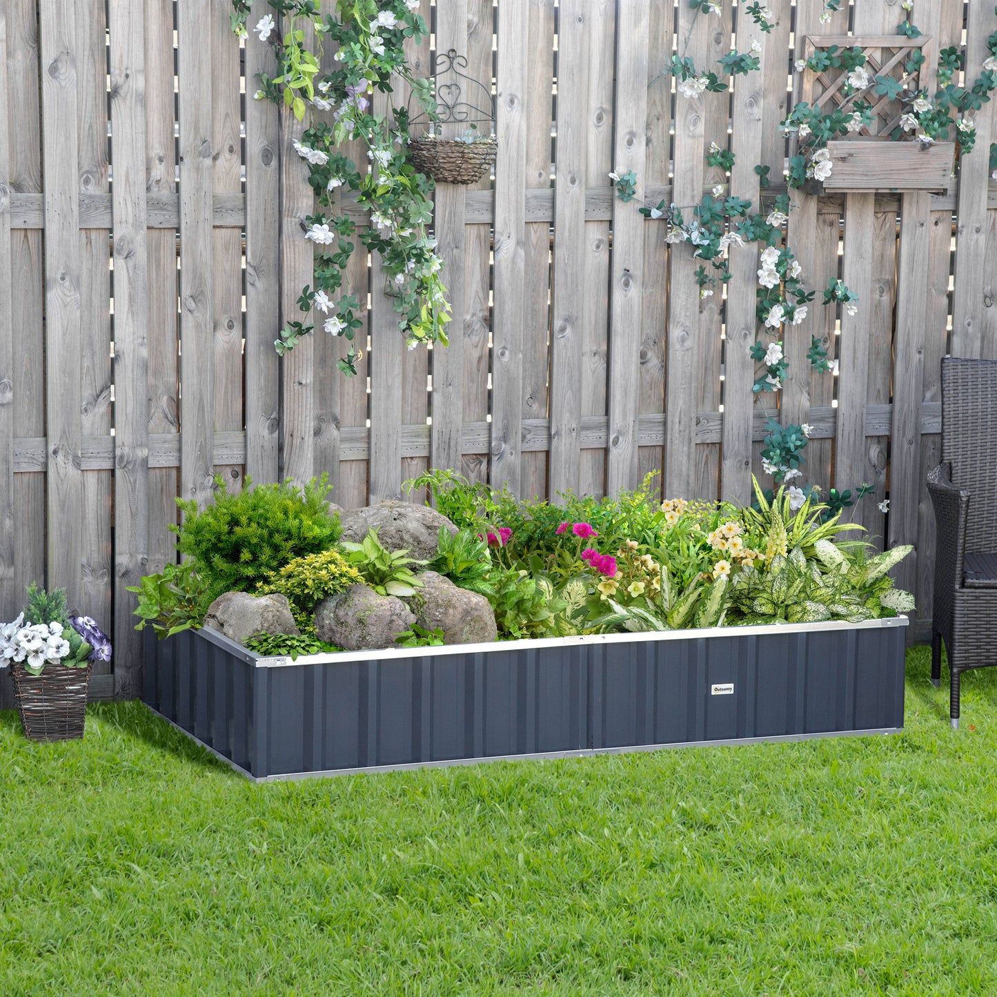 Outsunny Huerto Urbano 174x90x30cm Con Guantes Para Cultivos Plantas Flores Gris_1