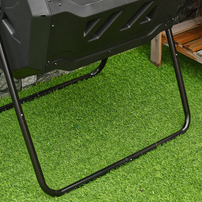 Outsunny Compostador De Tambor Giratorio 160l De Doble Cámara Marco De Acero_4