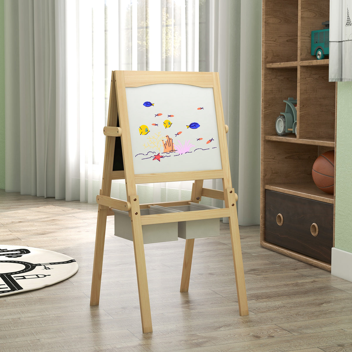 Aiyaplay Caballete Para Niños 3 En 1 Con Rollo De Papel 58x50,5x109 Cm Natural_1