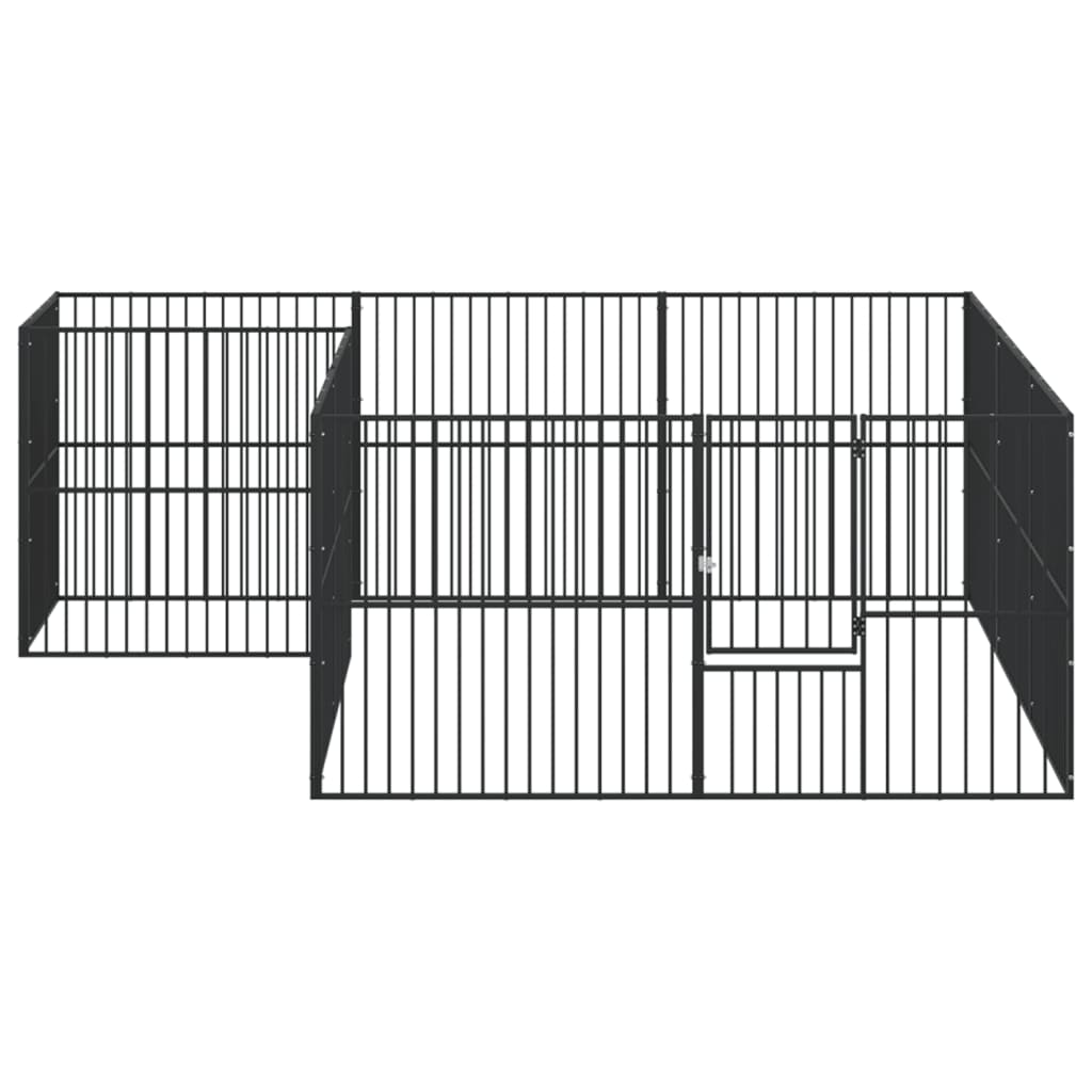 Corralito Para Perros Con 12 Paneles Acero Galvanizado Negro_3