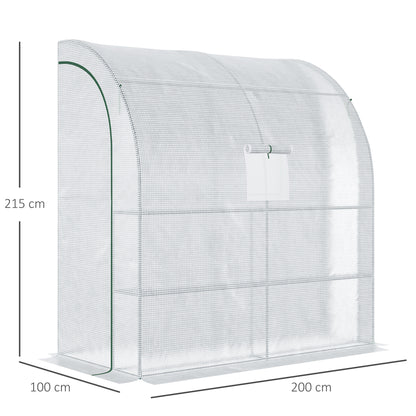 Outsunny Invernadero Pequeño Con Estantes De 3 Niveles 200x100x215 Cm Blanco_2
