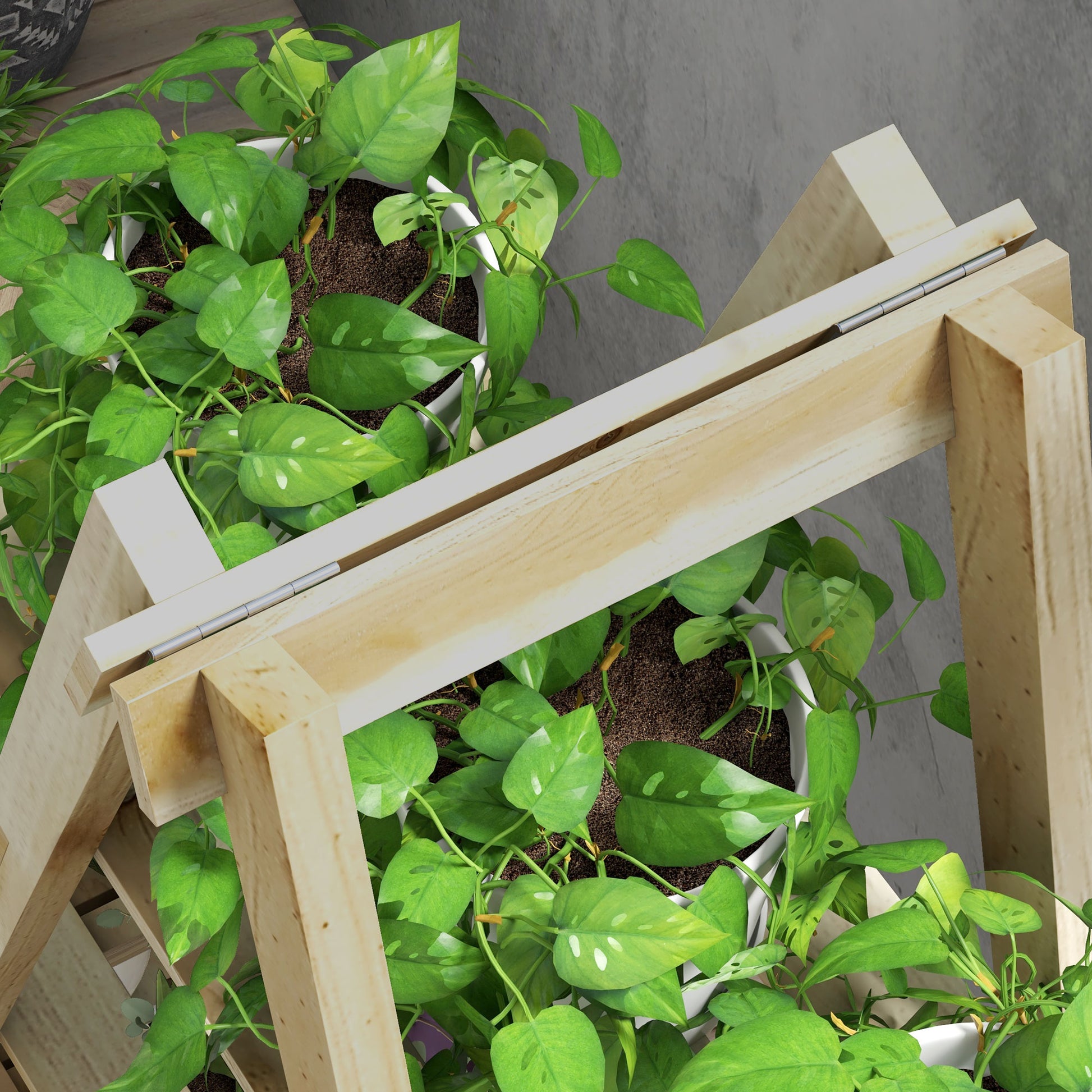 Outsunny Estantería Para Plantas De Madera Con Marco En A 100x36x112 Cm Natural_4
