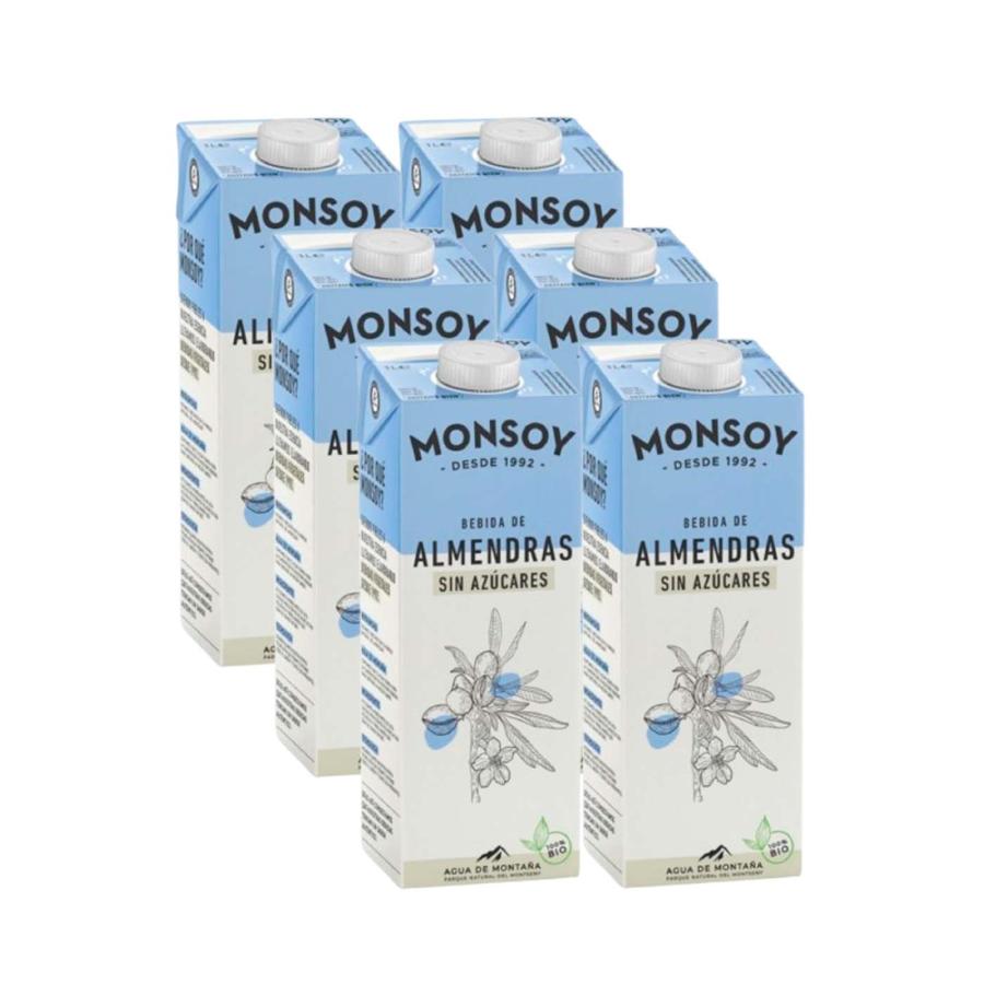 Pack 6 uds Bebida vegetal de almendra sin azúcares Monsoy 1 L