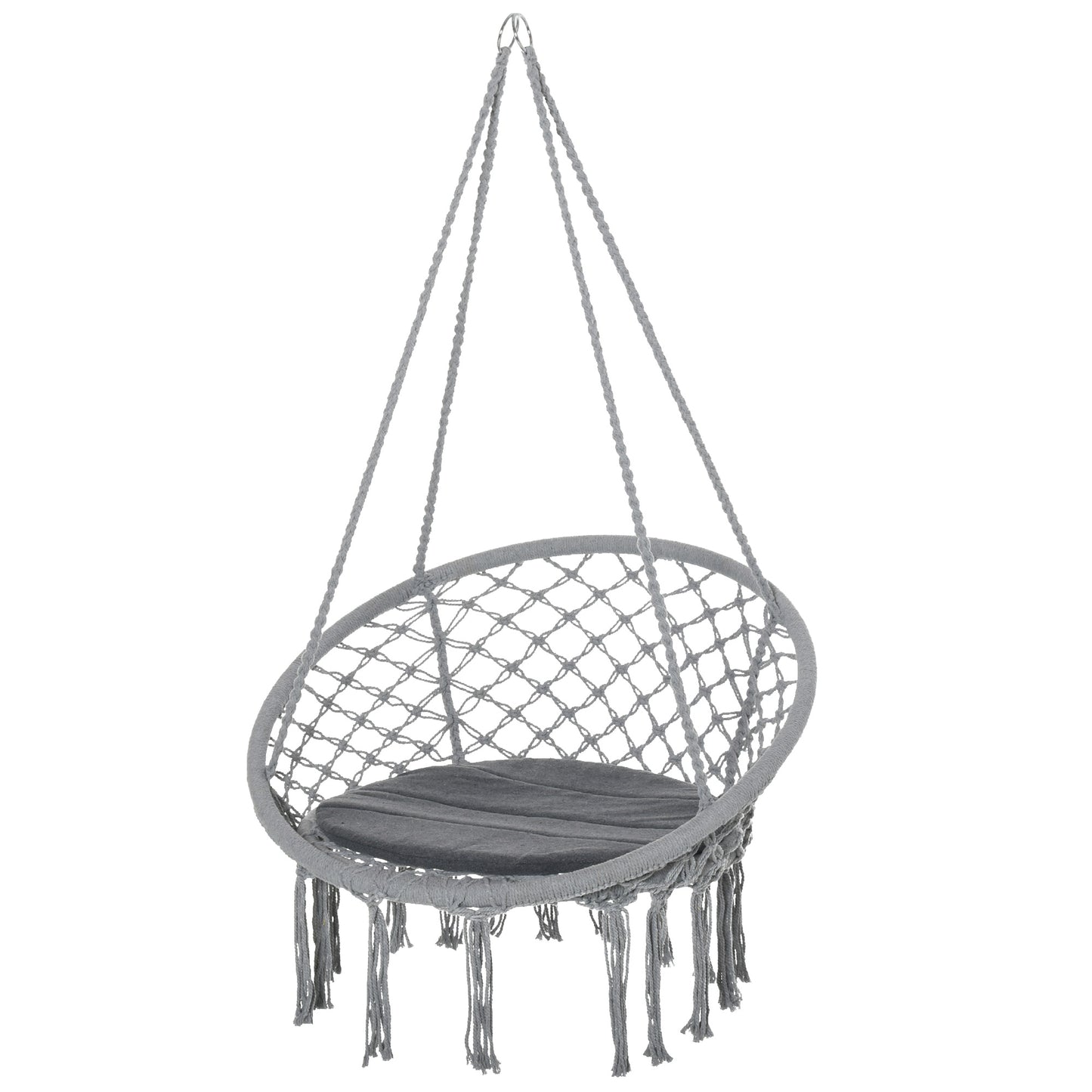 Outsunny Silla Colgante Redondo De Ø60 Con Cojín Interior Y Exterior 80x80x42 Cm_0
