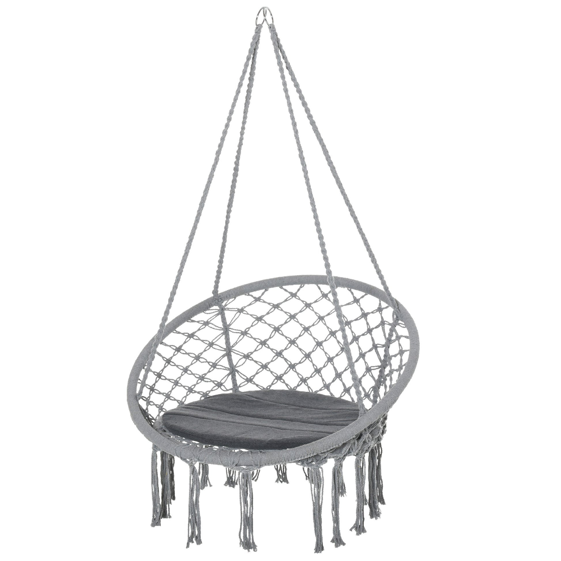 Outsunny Silla Colgante Redondo De Ø60 Con Cojín Interior Y Exterior 80x80x42 Cm_0