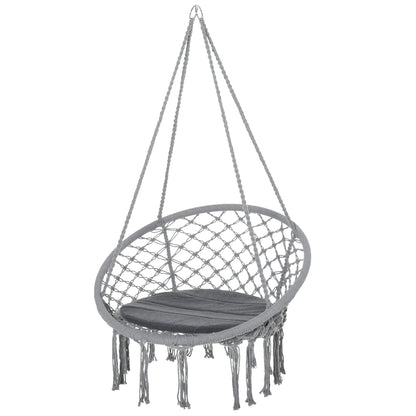 Outsunny Silla Colgante Redondo De Ø60 Con Cojín Interior Y Exterior 80x80x42 Cm_0