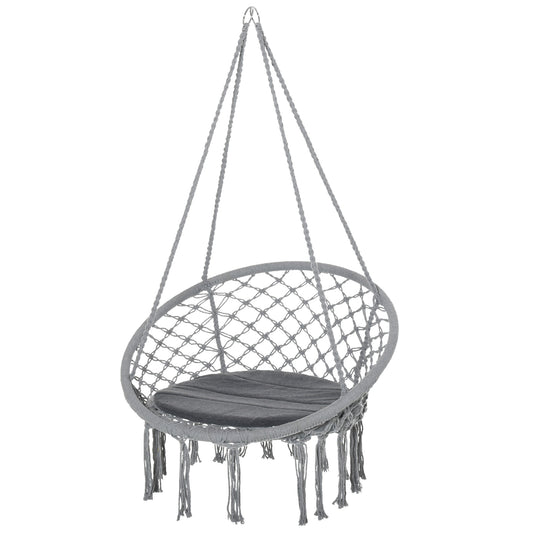 Outsunny Silla Colgante Redondo De Ø60 Con Cojín Interior Y Exterior 80x80x42 Cm_0