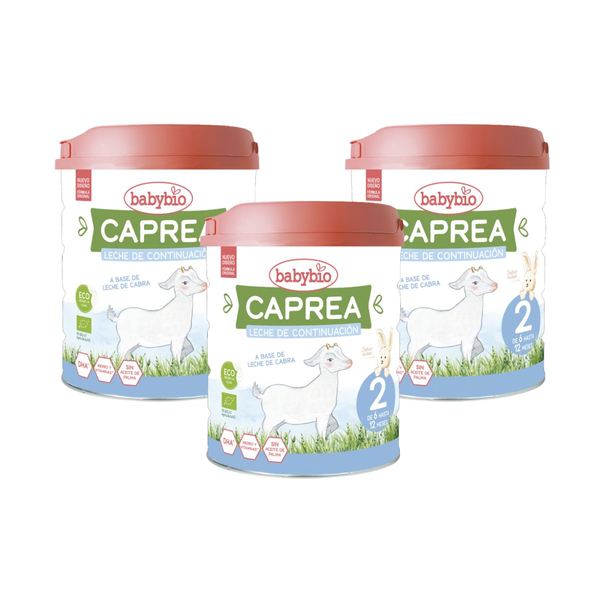 Pack 3 uds Leche de cabra continuación Caprea 2 (6 a 12 meses) Babybio 800 g
