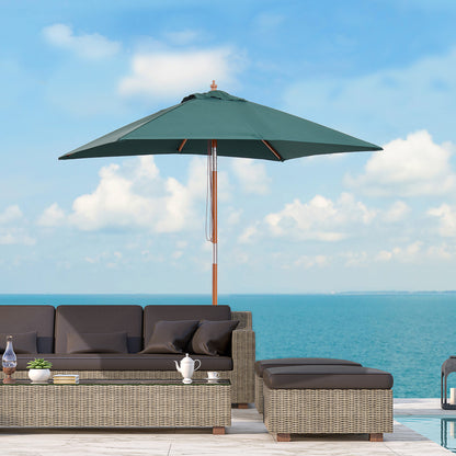 Outsunny Sombrilla De Jardín 200x150x235 Cm Inclinable Con Doble Techo Verde_1