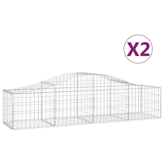 Cestas De Gaviones 2 Uds Forma De Arco Hierro 200x50x40/60 Cm_0