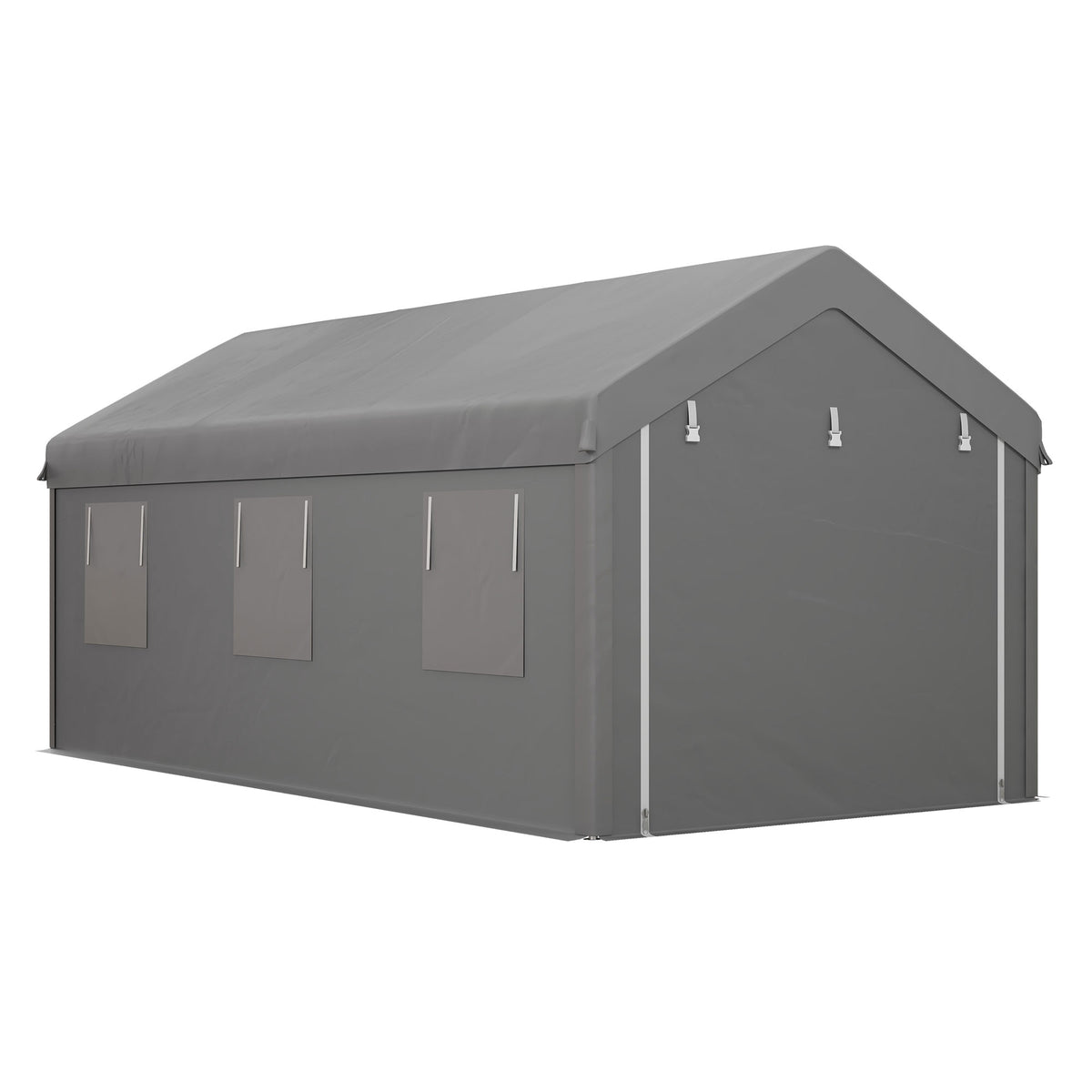 Carpa Para Garaje Outsunny Acero, Pe Gris Claro 600x295x278 Cm_4