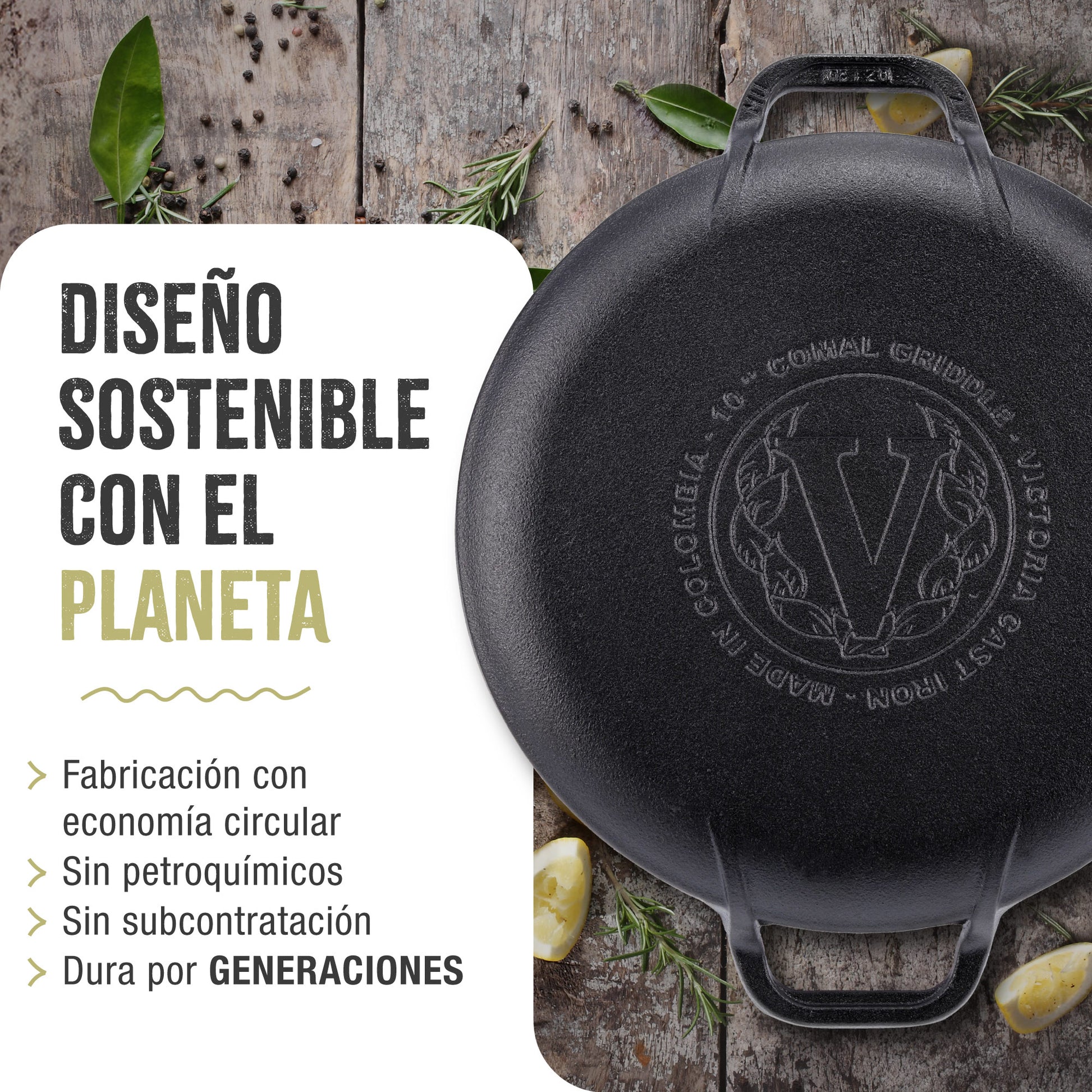 Victoria Plancha Cocina Para Pizza Hierro Fundido Curado Inducción, Sartén 25cm, Fuego, Barbacoa, Horno, 31800, Negro_5