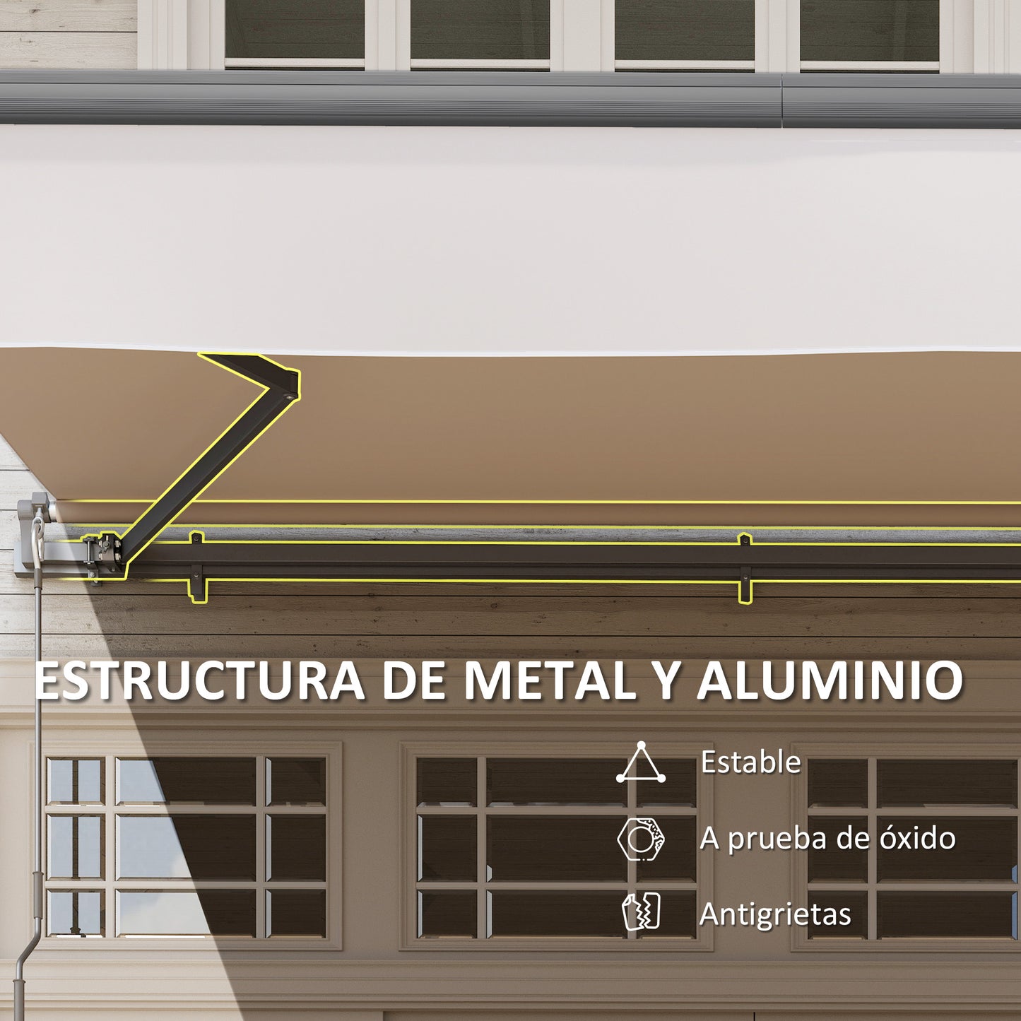 Outsunny Toldo Manual Retráctil 3x2 M Ajustable Con Manivela Protección Uv50+_5