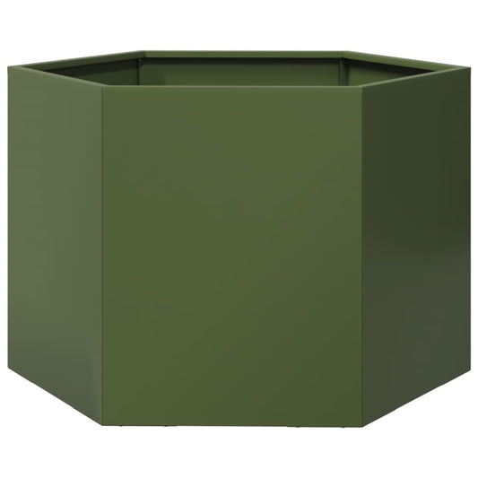 Jardinera Hexagonal De Acero Verde Oliva 69x60x45 Cm_0