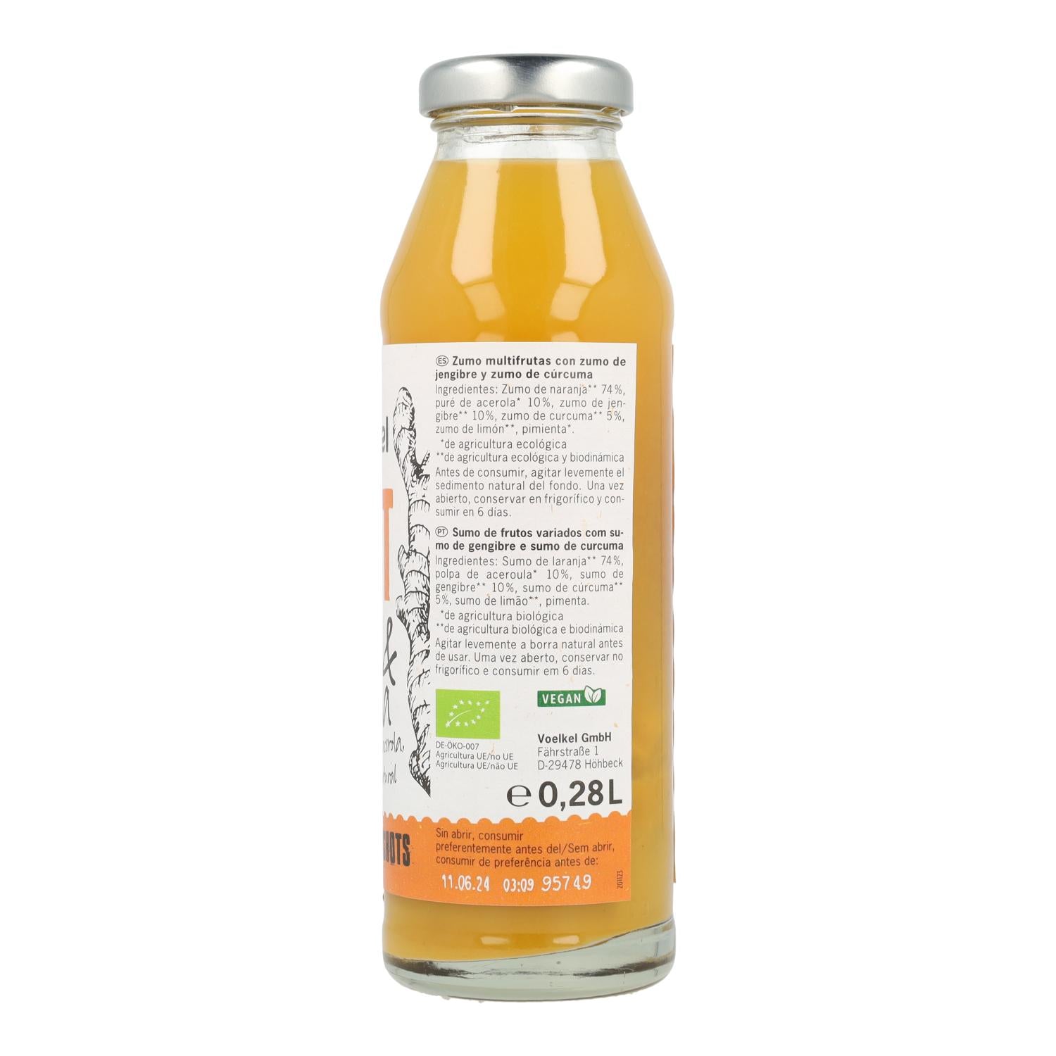 SHOT de Jengibre y cúrcuma (naranja, acerola , limón)  Voelkel 280ml