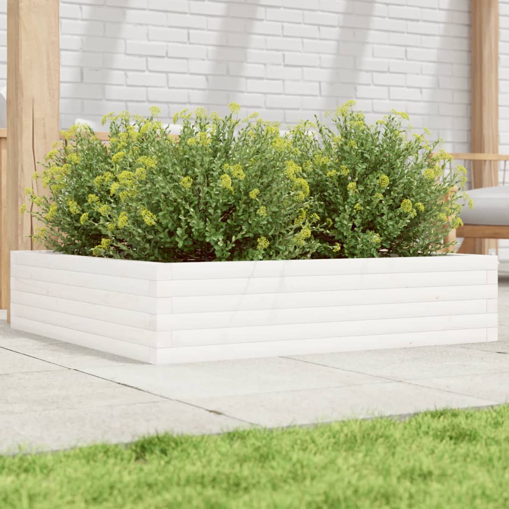 Jardinera Madera Maciza De Pino Blanco 100x100x23 Cm_1