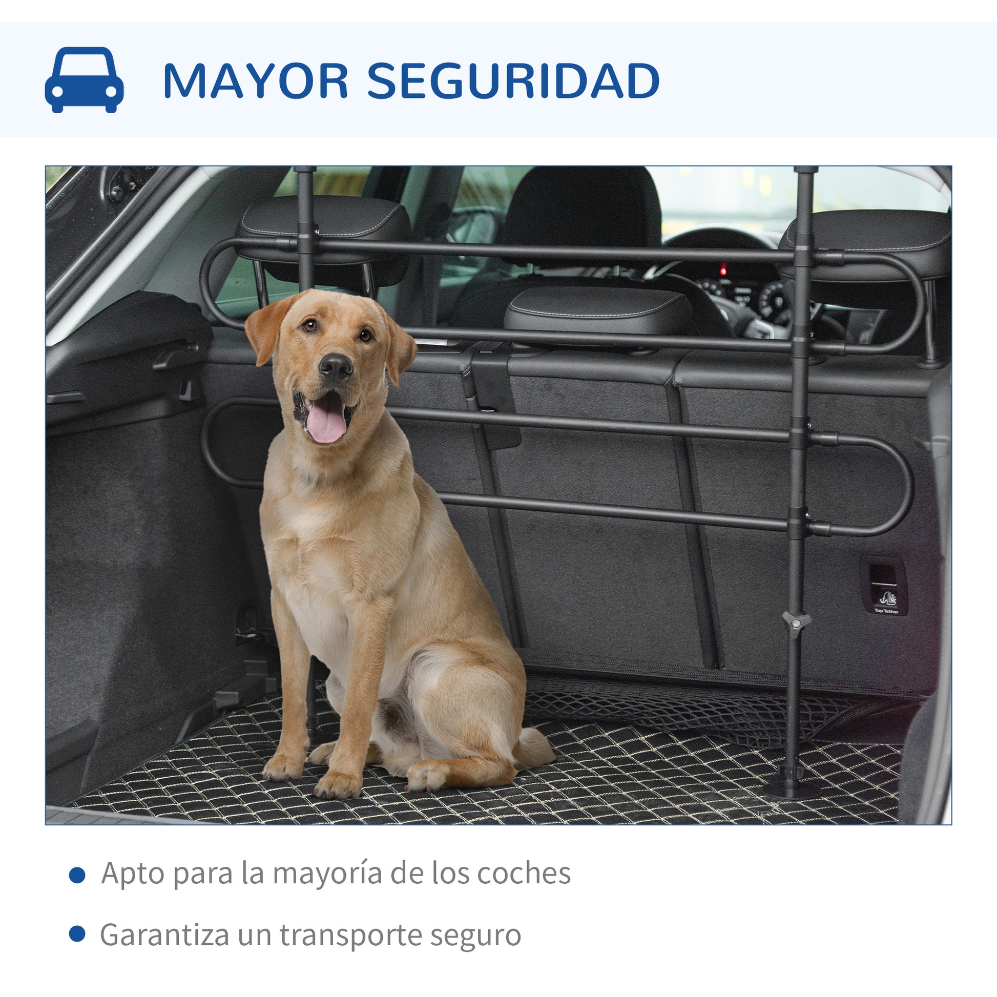 Pawhut Separador De Coche Para Perros Ajustable En Ancho Altura 87-135x60-105 Cm_5