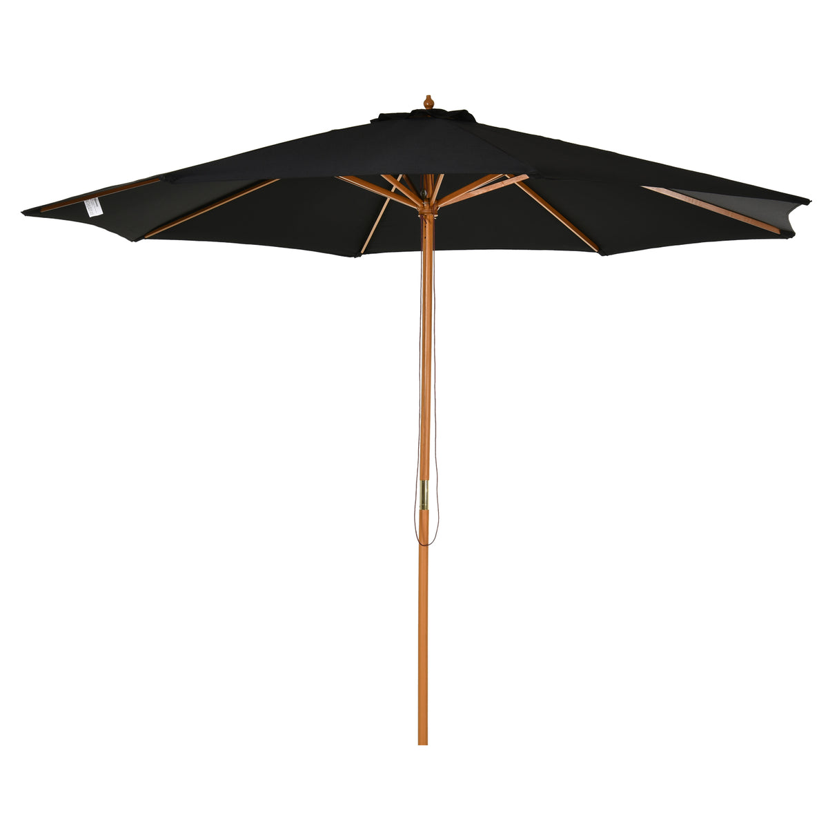 Outsunny Sombrilla Jardín Ø300x250 Cm Con Techo Ventilado Y Poste Madera Negro_0