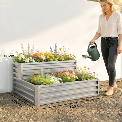 Jardinera Outsunny Acero Galvanizado Plata 120x101x58 Cm_2