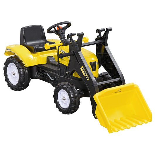 Tractor Infantil Homcom Pp, Pvc, Metal Amarillo 114x41x52 Cm_0