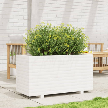 Jardinera Madera Maciza De Pino Blanco 90x40x49,5 Cm_2