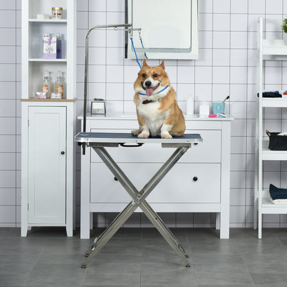 Pawhut Mesa De Peluquería Para Mascotas Con Patas Plegable 72x45x74-81 Cm Azul_4