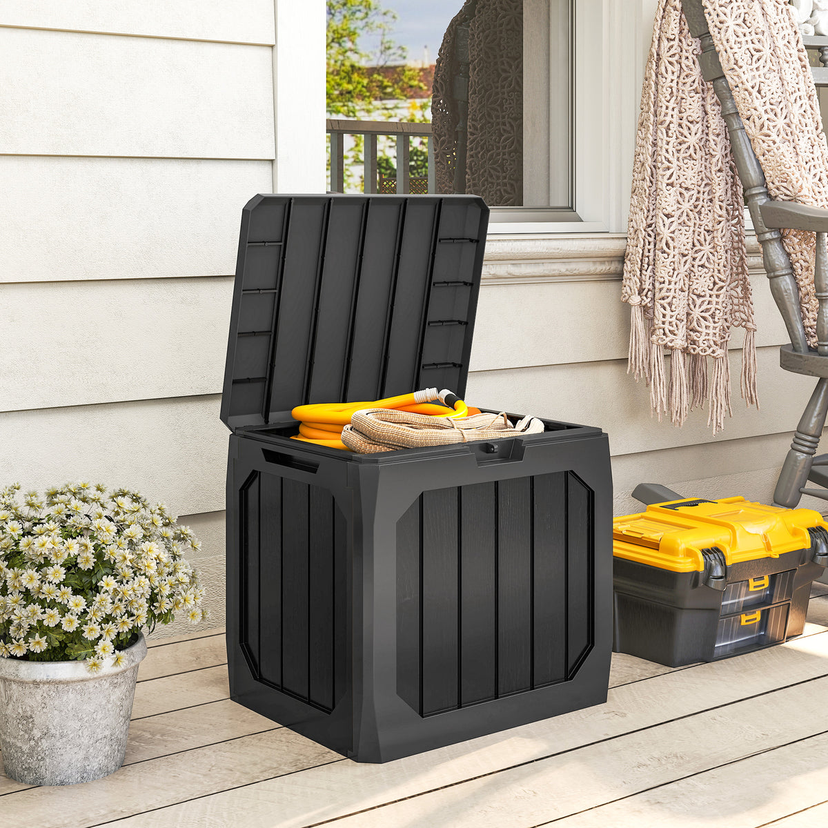 Baúl De Exterior Outsunny Pp Negro 56x45x53 Cm_1