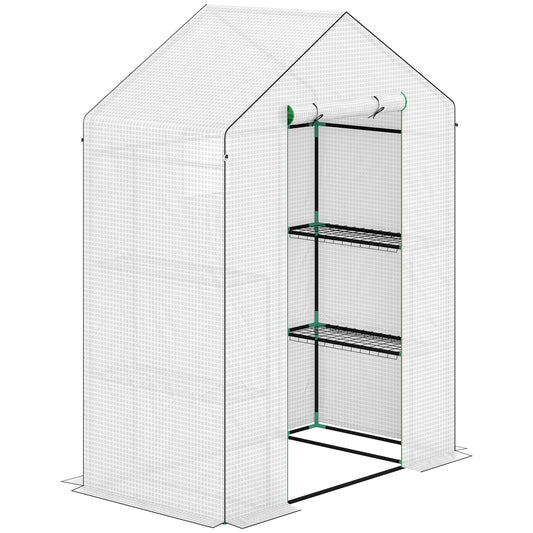 Outsunny Invernadero De Exterior Con 6 Estantes Puerta Enrollable 143x74x190 Cm_0