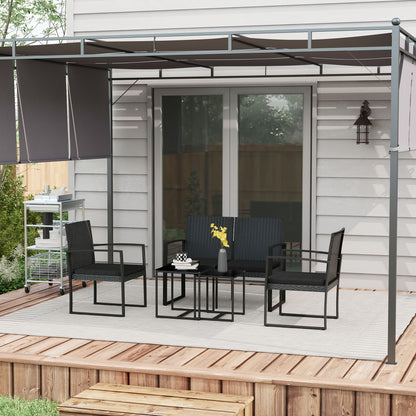 Outsunny Conjunto De Muebles De Jardín De Ratán Sintético De 5 Piezas Negro_1