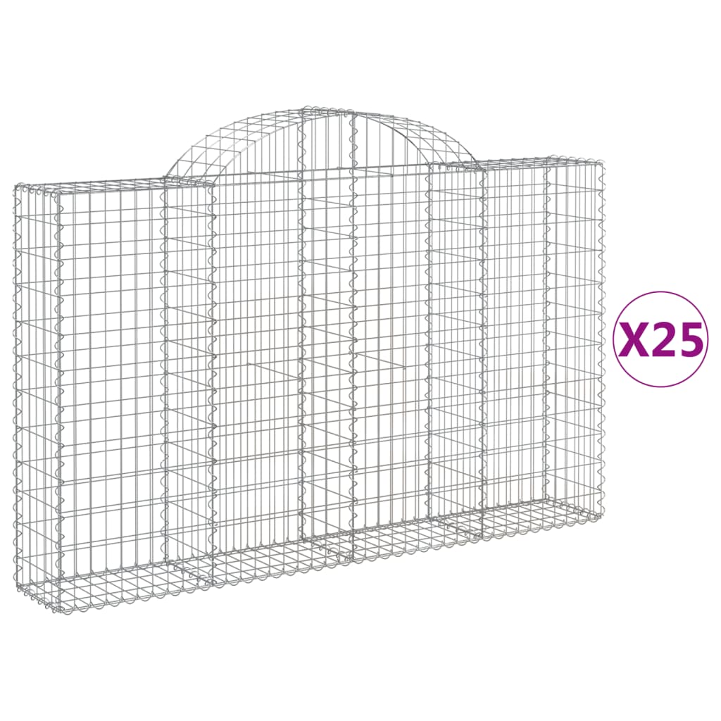 Cestas De Gaviones 25 Uds Forma De Arco Hierro 200x30x120/140cm_0