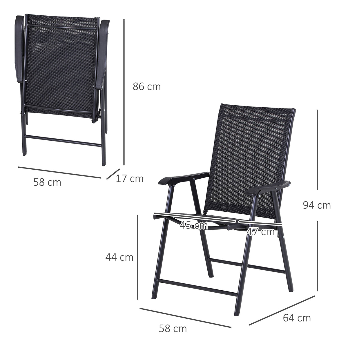 Outsunny Conjunto De 2 Sillas Plegables Con Reposabrazos Para Jardín O Terraza_2