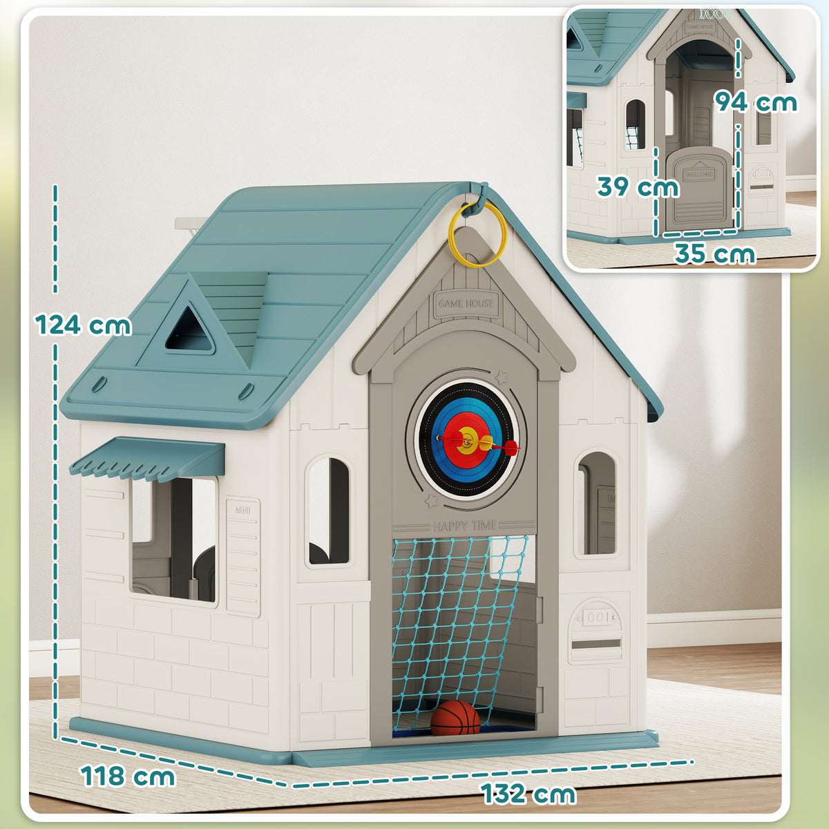 Aiyaplay Casita Infantil Exterior E Interior 5 En 1 Beige_2