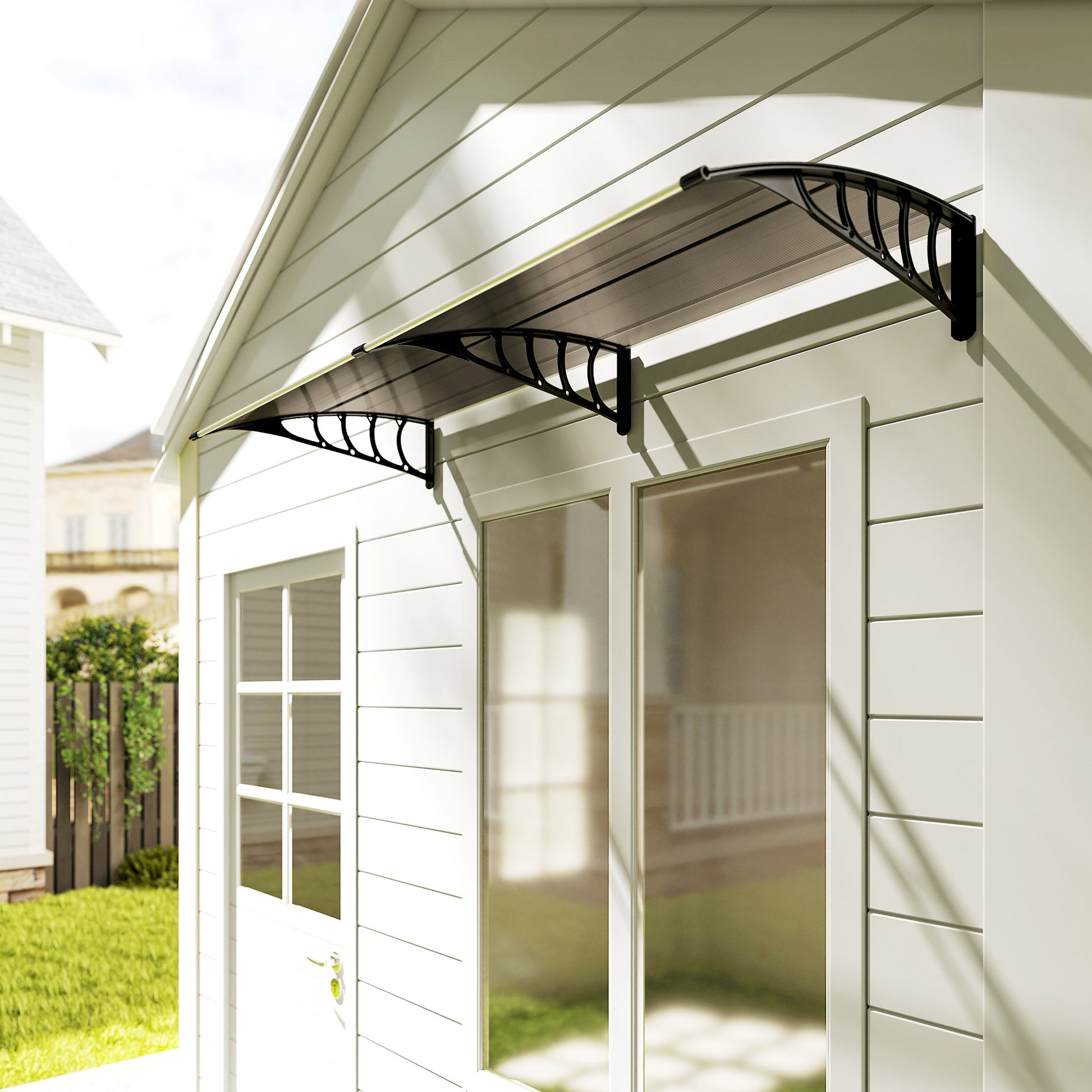 Outsunny Tejadillo De Protección 200x96 Cm Para Puertas Y Ventanas Marrón_4