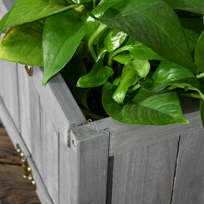 Outsunny Jardinera De Madera Plegable Con 4 Patas 70x30x25 Cm Gris_3
