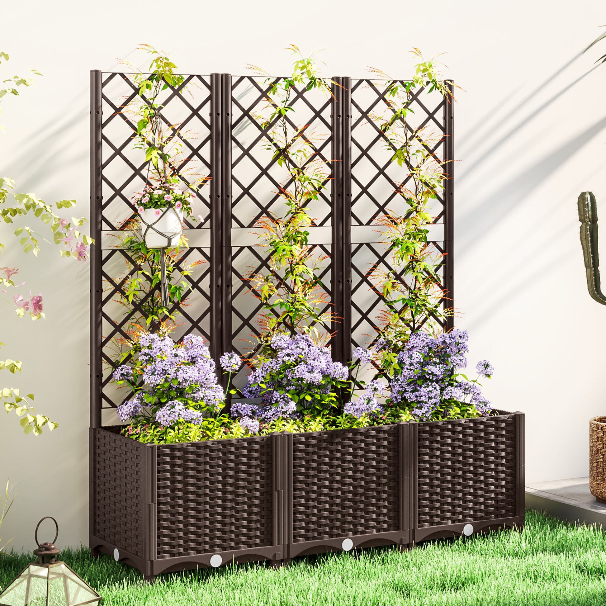 Outsunny Jardinera Con Enrejado De Pp Con Drenaje Y Amplio Espacio 120x40x135 Cm_1