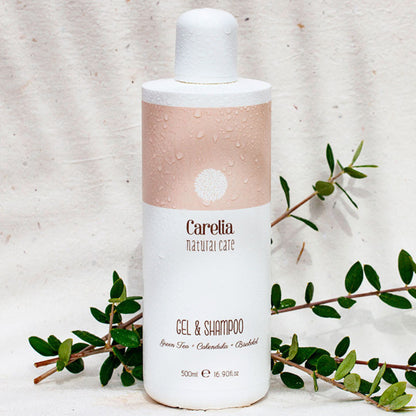 Gel &amp; Champú de Té Verde, Caléndula y Bisabolol seguros durante el embarazo Carelia 500 ml
