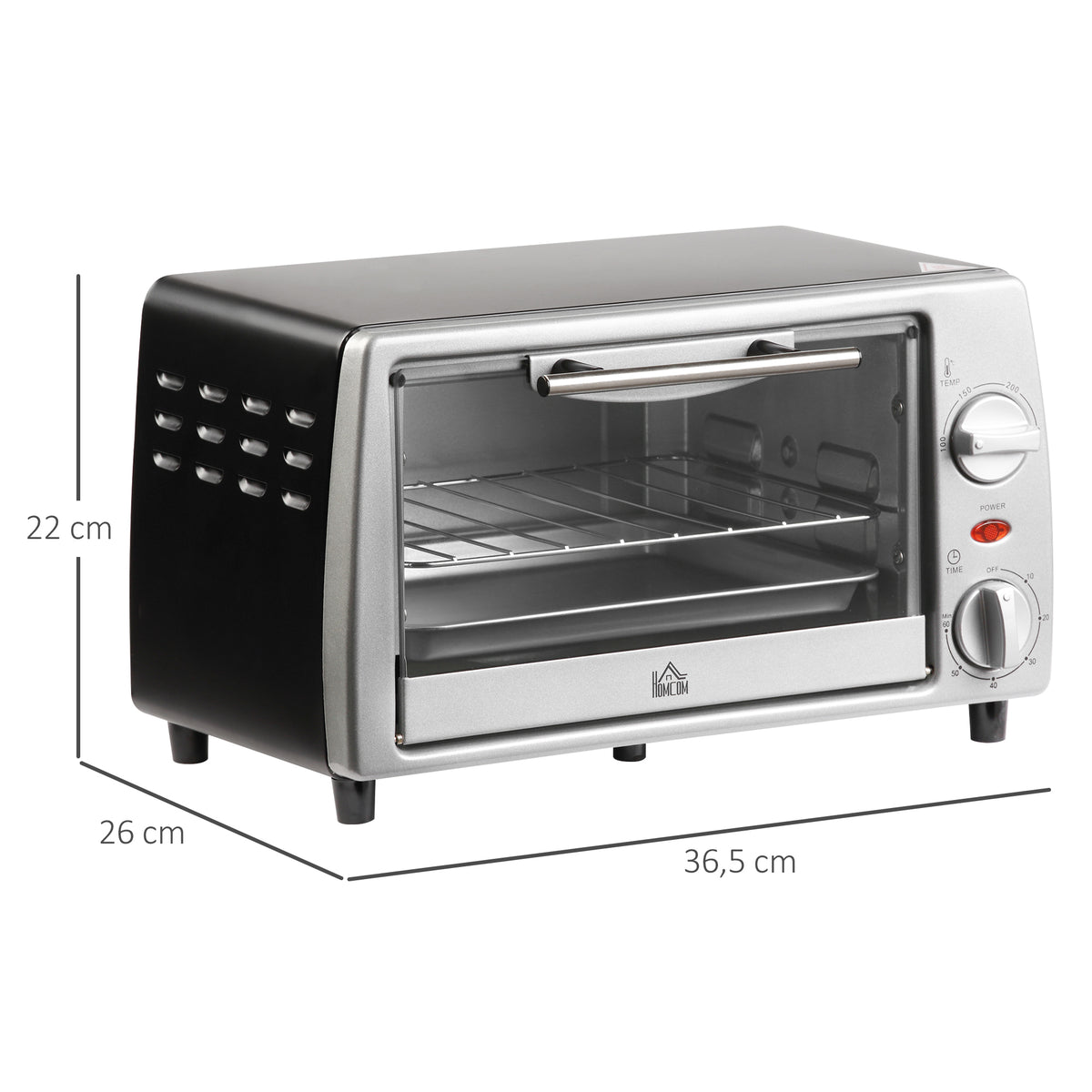 Homcom Horno Eléctrico Sobremesa 10 L 750w Temperatura 230 ℃ 36,5x26x22 Cm Plata_2