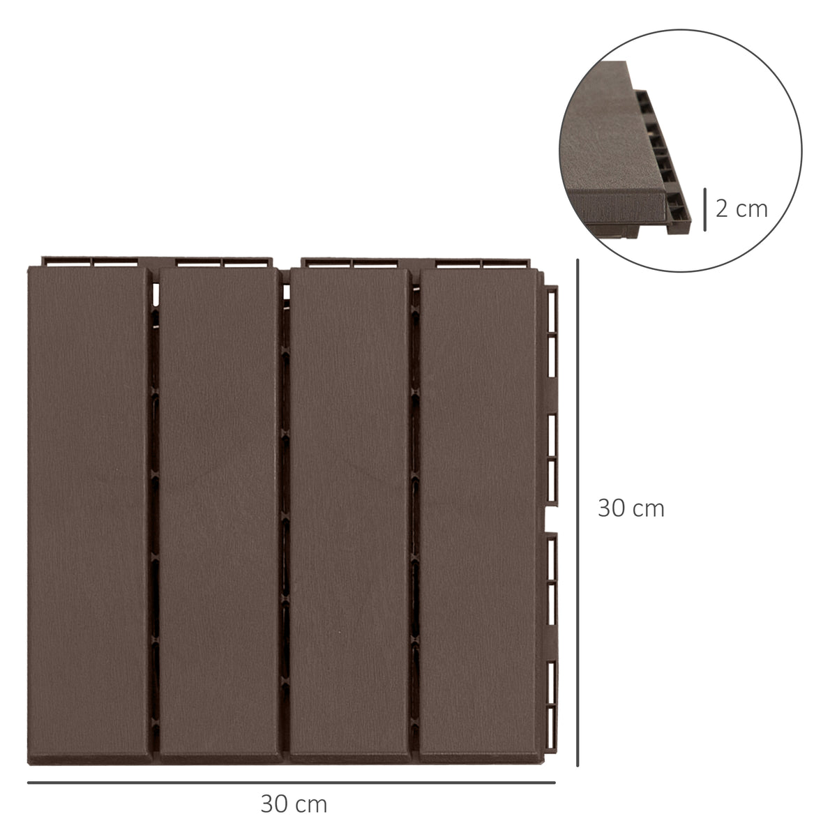 Outsunny Baldosas Cuadradas Para Suelos 30x30 Paquete De 9 Piezas Cubre 0.81 M²_2