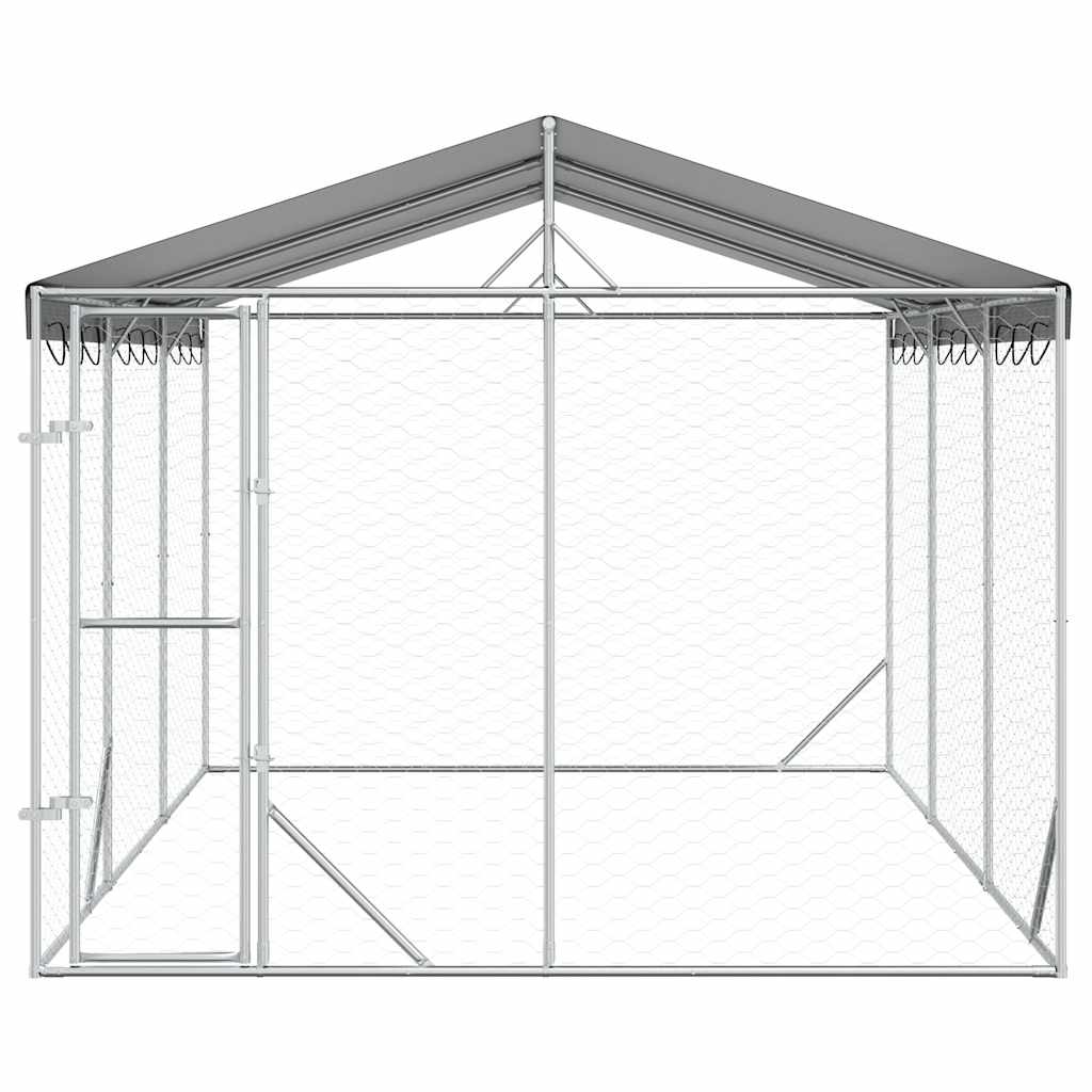 Perrera Exterior Con Techo Acero Galvanizado Plata 3x4,5x2,5 M_3