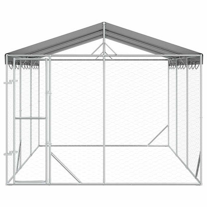 Perrera Exterior Con Techo Acero Galvanizado Plata 3x4,5x2,5 M_3