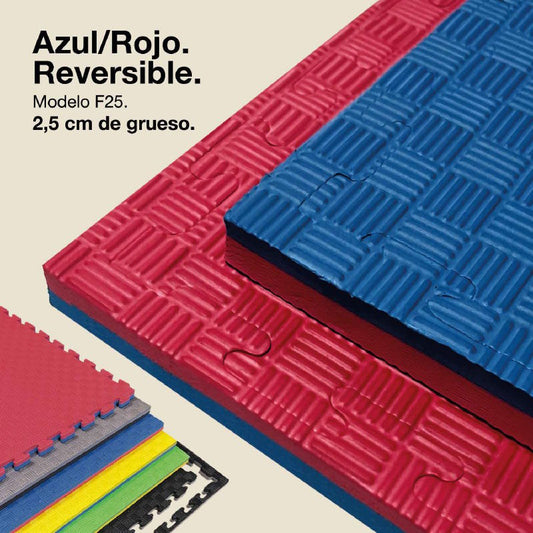 Jowy Tatami Puzzle 2,5cm 100x100cm – Superficie 5 Líneas Rojo/azul_0